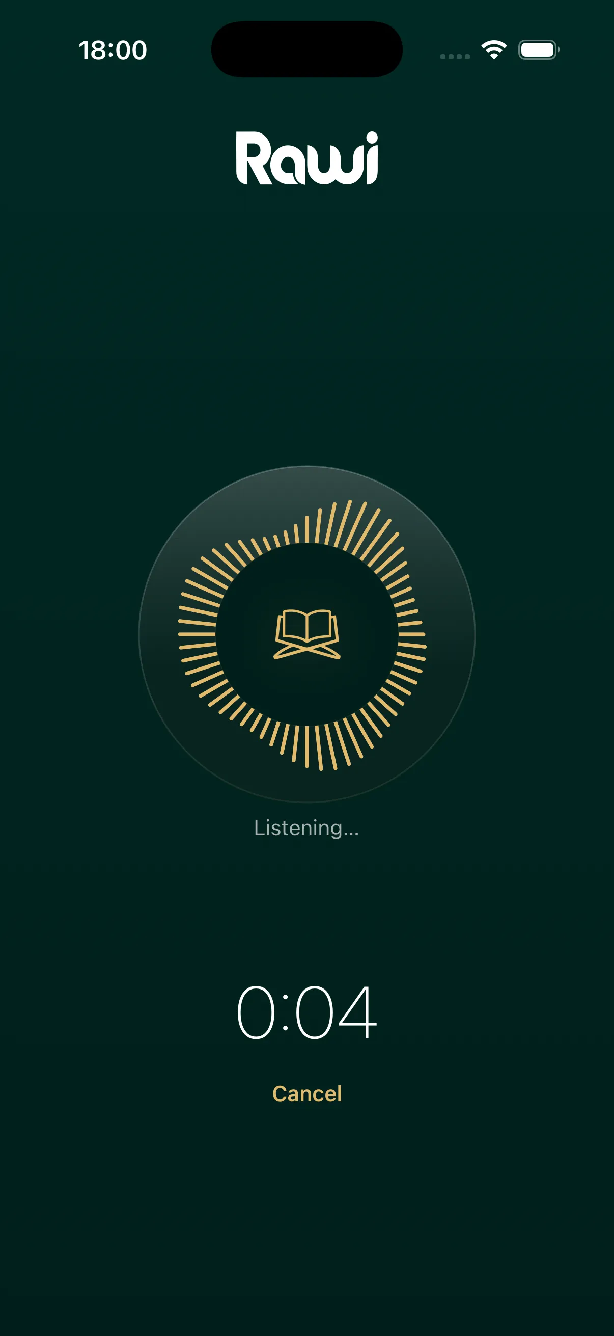 Rawi listening to a recitation and identifying the ayah in real time.